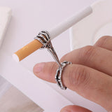 1pc Hand Bone Smoking Finger Ring, Cigarette Holder Skull Pattern Ring