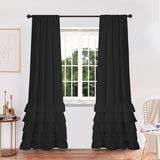 2pcs Ruffle Decorative Romantic Curtains, Window Drapes for Bedroom Living Room, Home Room Decoration