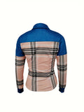 Plaid Print Casual Long Sleeve Button Front Shirt - Micro Elasticity, Machine Washable, No Dry Clean - Perfect for Spring and Fall Seasons