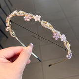 Elegant Pearl & Rhinestone Flower Headband - Romantic Zinc Alloy Hair Accessory for Women and Girls