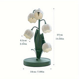 [Usb Convenience] USB-Powered Suzuran Flower Table Lamp with Faux Floral Design, Matte Metal Finish, Artistic Decorative Lighting, Switch Button Control, Includes Power Interface