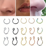 3/5pcs Stainless Steel Fake Nose Ring, Septal Ring C Clip Ring For Unisex, Fake Piercing Body Jewelry Non Piercing