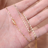 1pc Italian 2MM Flat 18K Gold Plated Punk Necklace Chain, Men's Women's DIY Link Chain Jewelry, father's day gift