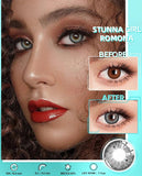 1 Pair Colored Contact Lenses Dioptric with Prescription Colored Natural Contact Lens for Myopia Lenses Gray Lenses