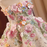 Floral Flower Girl Dress Lace Flowers Sleeveless Princess Toddler Kids Wedding 1st Birthday Pageant Party Gown J404A