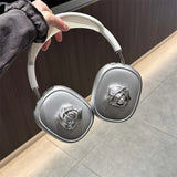 For Apple Airpods Max Case Fashion Electroplated Silver Bowknot Cute Headphone Cover Soft Silicone Protective Cases Airpodsmax