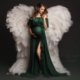 Maternity Dresses For Photo Shoot Shoulder Ruffle Sleeve Chiffon Dress Baby Shower Holiday Clothing Photography Studio Clothing