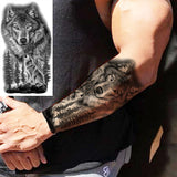 Black Rose Flower Cross Temporary Tattoos For Women Adults Wolf Lion Vampire Compass Pirate Ship Fake Tattoo Sticker Arm Tatoos