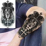 Black Rose Flower Cross Temporary Tattoos For Women Adults Wolf Lion Vampire Compass Pirate Ship Fake Tattoo Sticker Arm Tatoos