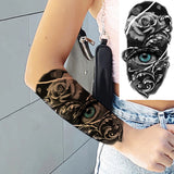 Black Rose Flower Cross Temporary Tattoos For Women Adults Wolf Lion Vampire Compass Pirate Ship Fake Tattoo Sticker Arm Tatoos