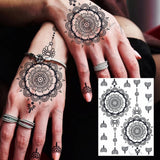 Women Girl Big Arm Owl Fake Tattoo Temporary Henna India Tatoo Stickers Custom Mandala Flower Black Turtle Tattoos Lace