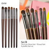 Cosmetic 2/6 pcs Makeup Eye Shadow Brush Set Goat Hair Tool Ultra Soft Make Up Tapered Blender Diffuse Kit Cut Crease Brush