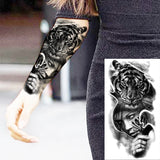 Black Rose Flower Cross Temporary Tattoos For Women Adults Wolf Lion Vampire Compass Pirate Ship Fake Tattoo Sticker Arm Tatoos