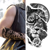 God Cross Lion Temporary Tattoos For Men Women Realistic Compass Lion Fake Tatoos Forearm Jesus Christ Thigh Tattoo Sticker