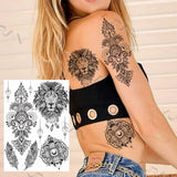 Women Girl Big Arm Owl Fake Tattoo Temporary Henna India Tatoo Stickers Custom Mandala Flower Black Turtle Tattoos Lace
