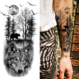 God Cross Lion Temporary Tattoos For Men Women Realistic Compass Lion Fake Tatoos Forearm Jesus Christ Thigh Tattoo Sticker
