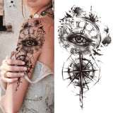 Realistic Fake Peony Temporary Tattoos For Women Girl Black Rose Elephant Flower Tattoo Sticker Tiger Anemone Tatoos Half Sleeve