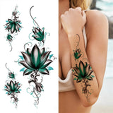 Realistic Fake Peony Temporary Tattoos For Women Girl Black Rose Elephant Flower Tattoo Sticker Tiger Anemone Tatoos Half Sleeve