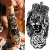 God Cross Lion Temporary Tattoos For Men Women Realistic Compass Lion Fake Tatoos Forearm Jesus Christ Thigh Tattoo Sticker