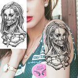 Black Rose Flower Cross Temporary Tattoos For Women Adults Wolf Lion Vampire Compass Pirate Ship Fake Tattoo Sticker Arm Tatoos