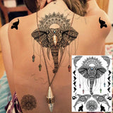 Women Girl Big Arm Owl Fake Tattoo Temporary Henna India Tatoo Stickers Custom Mandala Flower Black Turtle Tattoos Lace