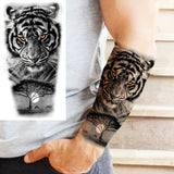 Black Rose Flower Cross Temporary Tattoos For Women Adults Wolf Lion Vampire Compass Pirate Ship Fake Tattoo Sticker Arm Tatoos