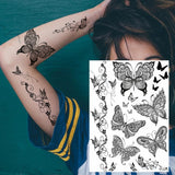 Women Girl Big Arm Owl Fake Tattoo Temporary Henna India Tatoo Stickers Custom Mandala Flower Black Turtle Tattoos Lace