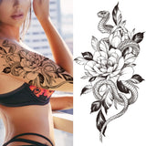 Realistic Fake Peony Temporary Tattoos For Women Girl Black Rose Elephant Flower Tattoo Sticker Tiger Anemone Tatoos Half Sleeve