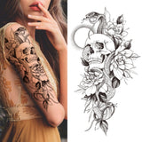 Realistic Fake Peony Temporary Tattoos For Women Girl Black Rose Elephant Flower Tattoo Sticker Tiger Anemone Tatoos Half Sleeve