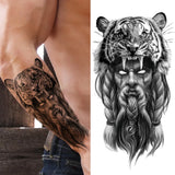 God Cross Lion Temporary Tattoos For Men Women Realistic Compass Lion Fake Tatoos Forearm Jesus Christ Thigh Tattoo Sticker