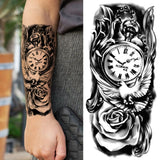 God Cross Lion Temporary Tattoos For Men Women Realistic Compass Lion Fake Tatoos Forearm Jesus Christ Thigh Tattoo Sticker