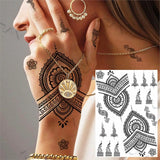 Women Girl Big Arm Owl Fake Tattoo Temporary Henna India Tatoo Stickers Custom Mandala Flower Black Turtle Tattoos Lace