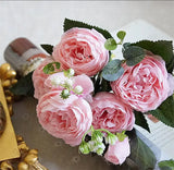 Silk Rose Peony Artificial Flowers Beautiful Flores Bouquet for Wedding Party Home Decoration Mariage Fake Flowers A49B25