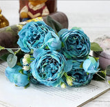Silk Rose Peony Artificial Flowers Beautiful Flores Bouquet for Wedding Party Home Decoration Mariage Fake Flowers A49B25