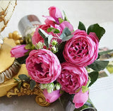 Silk Rose Peony Artificial Flowers Beautiful Flores Bouquet for Wedding Party Home Decoration Mariage Fake Flowers A49B25