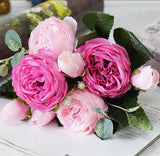 Silk Rose Peony Artificial Flowers Beautiful Flores Bouquet for Wedding Party Home Decoration Mariage Fake Flowers A49B25