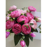 Silk Rose Peony Artificial Flowers Beautiful Flores Bouquet for Wedding Party Home Decoration Mariage Fake Flowers A49B25