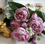 Silk Rose Peony Artificial Flowers Beautiful Flores Bouquet for Wedding Party Home Decoration Mariage Fake Flowers A49B25