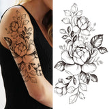 Death Skull Flower Temporary Tattoo For Women Girls Snake Bird Peony Tattoo Sticker Black Fake Blossom Sexy Tatoo Transfer Adult