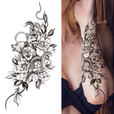 Realistic Fake Peony Temporary Tattoos For Women Girl Black Rose Elephant Flower Tattoo Sticker Tiger Anemone Tatoos Half Sleeve