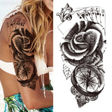 Realistic Fake Peony Temporary Tattoos For Women Girl Black Rose Elephant Flower Tattoo Sticker Tiger Anemone Tatoos Half Sleeve