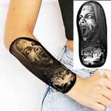 Black Rose Flower Cross Temporary Tattoos For Women Adults Wolf Lion Vampire Compass Pirate Ship Fake Tattoo Sticker Arm Tatoos