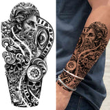 God Cross Lion Temporary Tattoos For Men Women Realistic Compass Lion Fake Tatoos Forearm Jesus Christ Thigh Tattoo Sticker