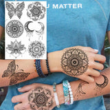 Women Girl Big Arm Owl Fake Tattoo Temporary Henna India Tatoo Stickers Custom Mandala Flower Black Turtle Tattoos Lace
