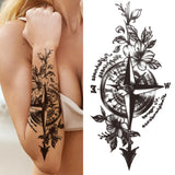 Realistic Fake Peony Temporary Tattoos For Women Girl Black Rose Elephant Flower Tattoo Sticker Tiger Anemone Tatoos Half Sleeve