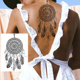 Women Girl Big Arm Owl Fake Tattoo Temporary Henna India Tatoo Stickers Custom Mandala Flower Black Turtle Tattoos Lace