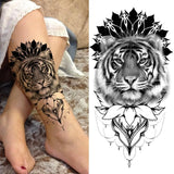 God Cross Lion Temporary Tattoos For Men Women Realistic Compass Lion Fake Tatoos Forearm Jesus Christ Thigh Tattoo Sticker