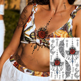 Women Girl Big Arm Owl Fake Tattoo Temporary Henna India Tatoo Stickers Custom Mandala Flower Black Turtle Tattoos Lace
