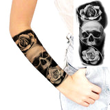 Black Rose Flower Cross Temporary Tattoos For Women Adults Wolf Lion Vampire Compass Pirate Ship Fake Tattoo Sticker Arm Tatoos