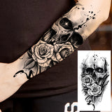 Black Rose Flower Cross Temporary Tattoos For Women Adults Wolf Lion Vampire Compass Pirate Ship Fake Tattoo Sticker Arm Tatoos